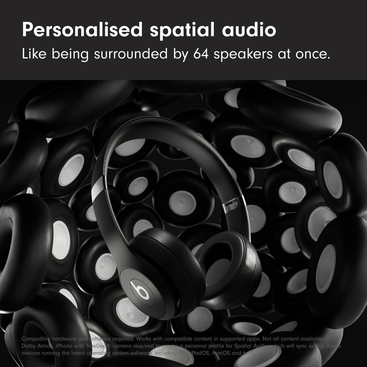 Beats Solo 4 Wireless Bluetooth On-Ear Headphones – Up to 50 Hours Battery, Spatial Audio, Apple & Android Compatible, Matte Black