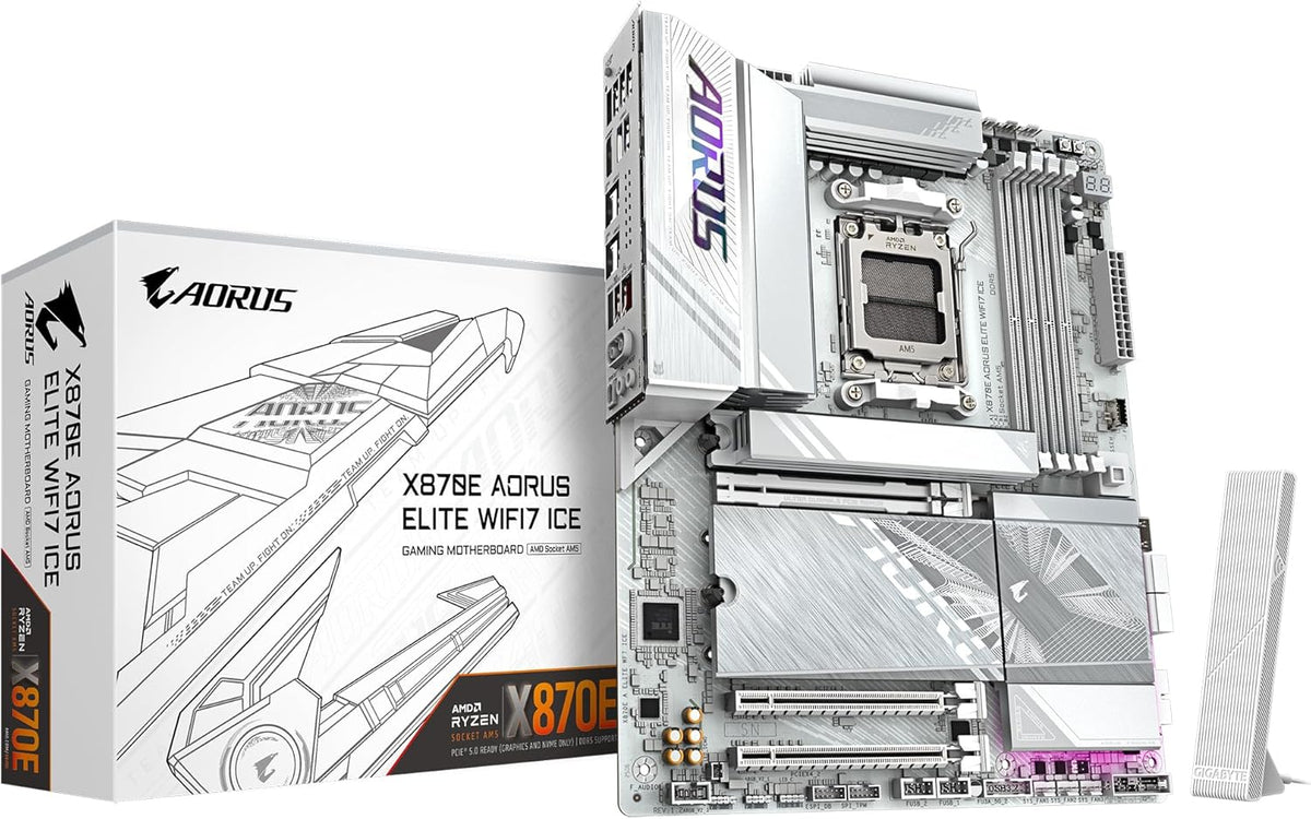 Gigabyte X870E AORUS ELITE WIFI7 ICE White Flagship AMD Ryzen AM5 ATX Motherboard (X870E AORUS ELITE WIFI7 ICE)