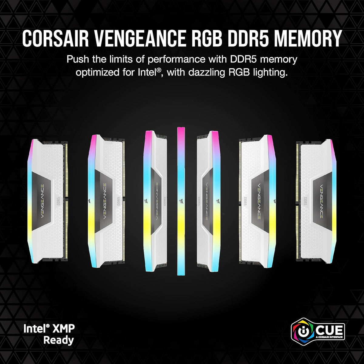 Corsair Vengeance RGB 32GB (2x16GB) DDR5 6000MHz CL36 Desktop Memory - White (CMH32GX5M2E6000C36W)